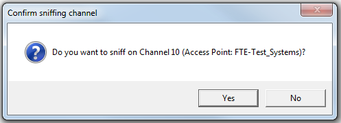 Wi-Fi Scanner selected channel confirmation dialog