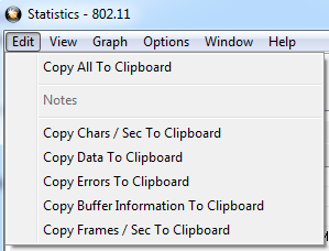 802.11 Copy Statistics Menu