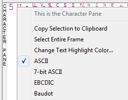 Character Pane Format