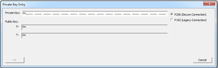 Private Key Entry dialog