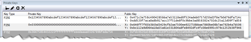 Private Keys pane image