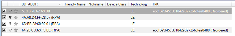 Wireless Devices Public Addr IRK Reordered