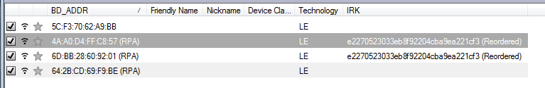 Wireless Devices IRK reordered