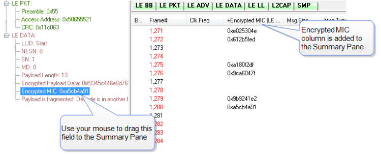 Add Encrypted MIC Column to Summary Pane