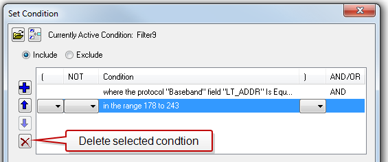 Filter Set Condtion Advanced dialog