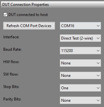 DUT Connection Properties