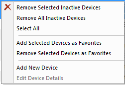Wireless Devices Right-Click Pop-Up Menu