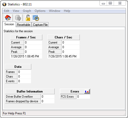 802.11 Statistics Window