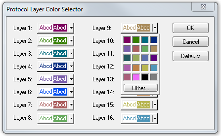 Protocol Layer Color Selector