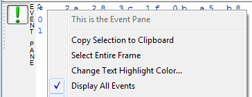 Event Pane Dispaly Selection