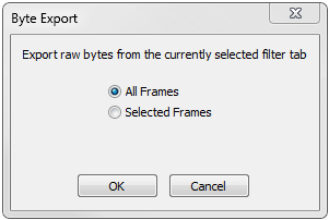 Frame Dispaly Byte Export Frame Selection Dialog